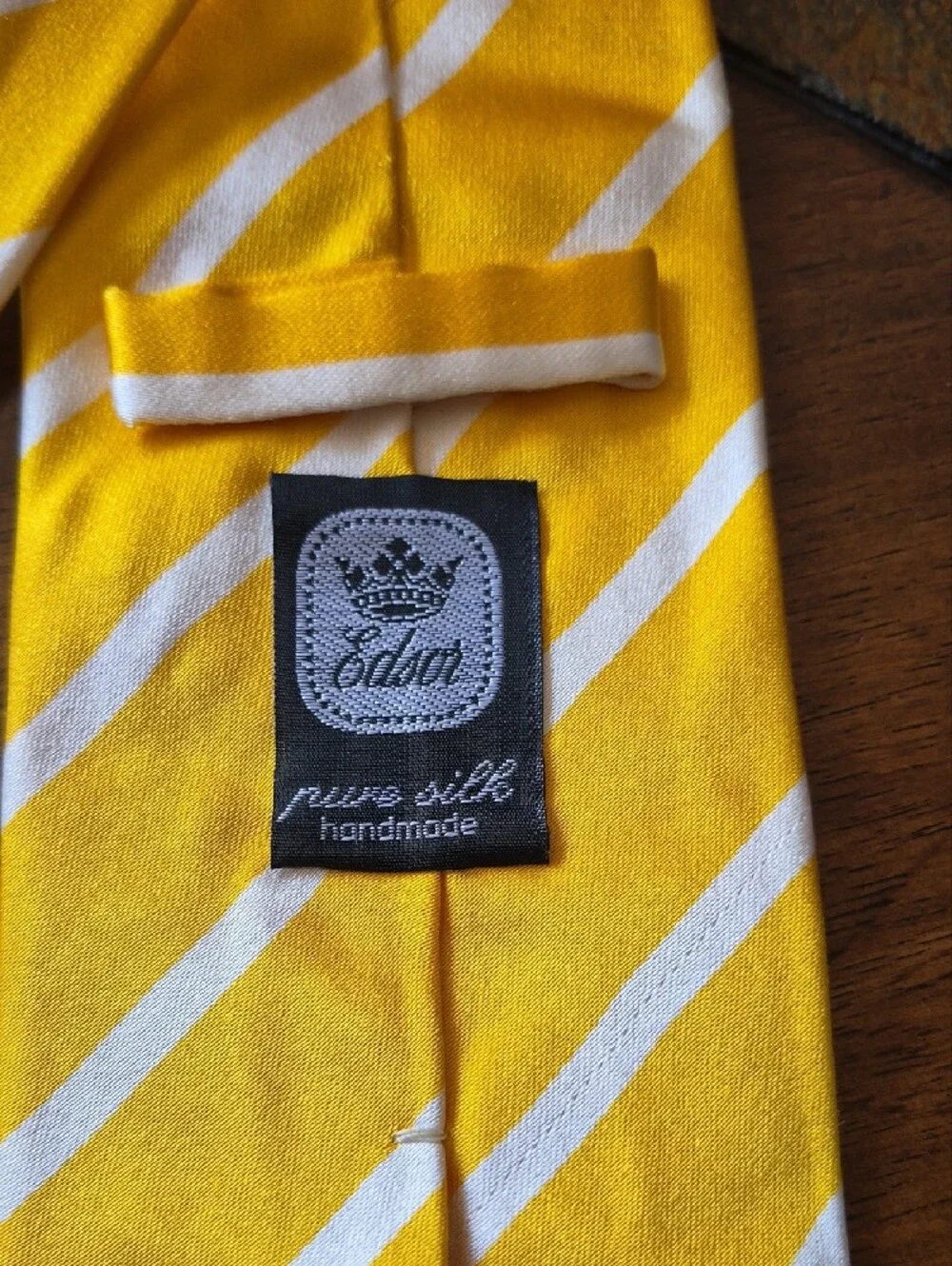Edsor Handmade Silk Yellow Striped Men's Tie